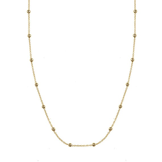 14k Yellow Gold Bead Station Necklace