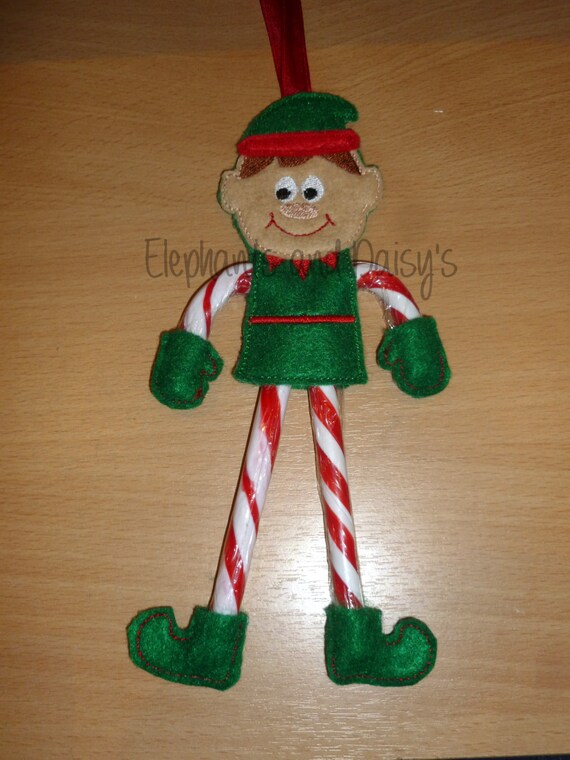 elf candy cane holder embroidery design file candy cane holder embroidery design