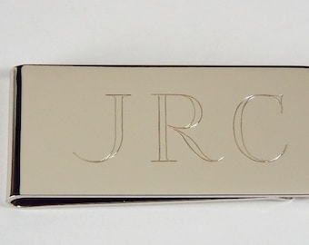 Custom Engraved Silver Money Clip Personalized High Polish Non Tarnish Nickel Plated - Hand Engraved