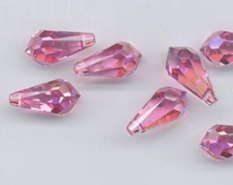 Twelve gorgeous and rare Swarovski pendants - art 6000 - 15 x 7.5 mm - rose AB