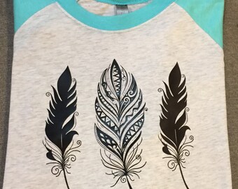 Free Spirt Feather Baseball Tee