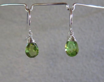 Peridot Earrings - August Birthstone - Sterling Silver or Gold Filled