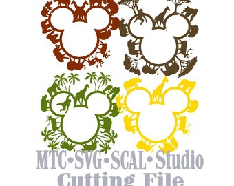 SVG Cut Files Safari Zoo Animal Mouse Head Designs 01 MTC SCAL Cricut Silhouette Cutting Files