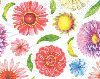 4 Decoupage Napkins, Paper Napkin for Decoupage, Dahlia Flowers, Craft Napkin, Flower Napkin, Decoupage Paper