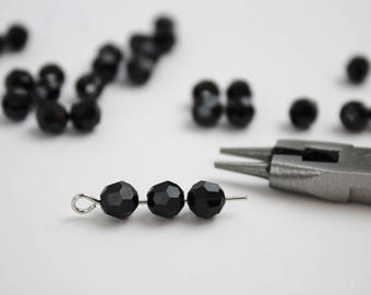 60 Acrylic Black Beads for Rosary Making - 6mm Round Faceted Black Prayer Beads for Five Decade Rosary (AB02)
