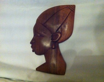 Vintage German head wall mask beautiful wood woman decoration