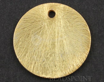 24K Gold Vermeil over Brush Sterling Silver Flat Round Disc Component, 15mm,1 Piece, Sold INDIVIDUALLY, Buy as many you need,(VM/6577/15)