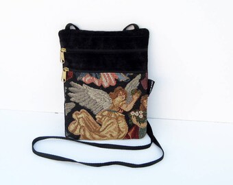 Angel Tapestry Cross Body Flat Purse