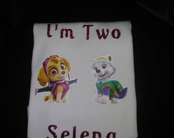 Paw Patrol Birthday Shirt/ Skye and Everest Birthday Shirt/Boys or Girls/ you choose your fav paw patrol character and font color