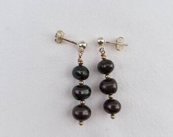 Blue Freshwater Pearl Earrings
