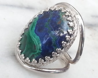 Azurite Malachite Ring Size # 4