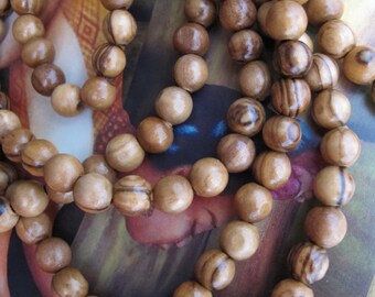 108 Olive Wood Mala Beads Dark Genuine Natural Olive Wood Beads 8mm Healing Mala Beads Wooden Necklace Bead Jewelry Supply Brown Wood Grain