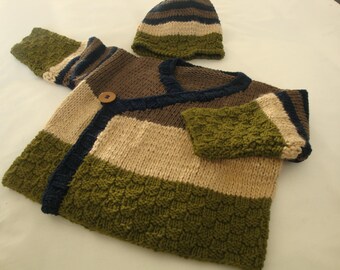 Boys jacket, jacket, earthy colours, with Hat