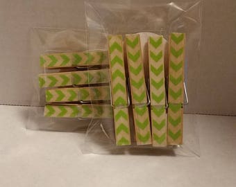 Light green chevron clothespin magnets