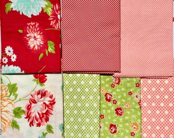 Scrumptious Bonnie & Camille moda fabric 7 FQ set oop htf Please Read