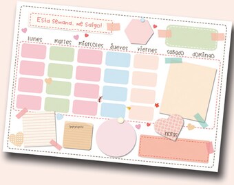 Organizer of plans weekly size printable A4. weekly planner printable PDF A4