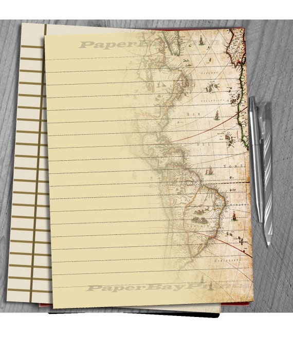 printable writing paper vintage map print scrapbook paper