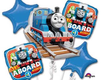 Thomas & Friends Balloon Bouquet, 5 Piece Balloon Bouquet, Thomas the Train Balloons, Foil Balloon Bouquet, Birthday Party