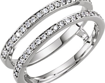 14K White Gold 1/5 CTW Diamond Ring Guard Enhancer Size 6 CKL122245