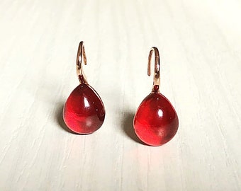 Silver Parure Earrings ring Red intense passion