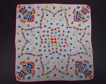 Vintage Handkerchief Colored Floral (vh156)