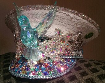 Custom Made Military Captains Hat the Peace Power... over 4000 crystals, sequins, lights and much more!