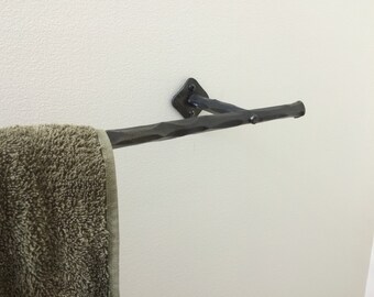 Hand forged wrought iron towel bar