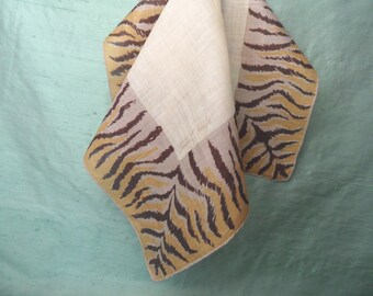 TAMMIS KEEFE handkerchief / vintage animal print leopard print hankie / designer hanky