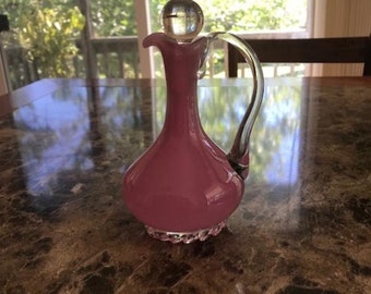 Pink Cruet with Clear Ball Stopper