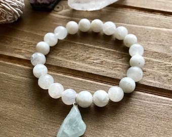 White Moonstone Aquamarine bracelet