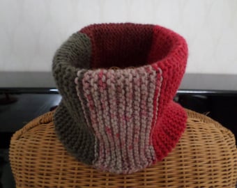 snood knitted in garter stitch colors