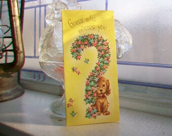 1950s Missing You Card Unused Vintage Greeting Card with Envelope