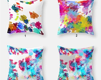 Watercolor Pillow Covers, Abstract Pillows Mix Match Throw Pillows Yellow Green Blue Pink Purple Colorful Decorative Pillows Sofa Pillows