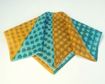 Signed Handkerchief, Green & Gold, Carl Tait, Vintage