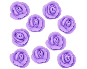 Lavender Icing Roses - light purple sugar rose cake toppers, pastel purple rose cake decorations
