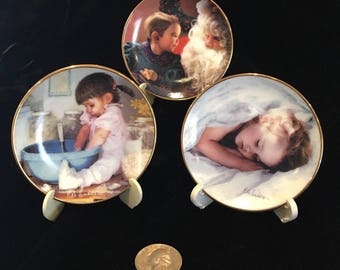 Rob Anders Mini Collector Plates - Tucked In - Cookies For Daddy - A Visit to Santa - Distributed by Porterfield's
