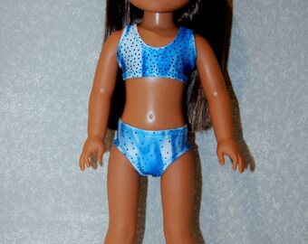 Bikini Swimsuit for 14.5" Wellie Wishers or Melissa & Doug Doll Clothes blue dots tkct1217 READY TO SHIP