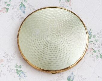 Art Deco Compact Mirror - Large Make up Mirror Case - Double Sided - Magnifying Mirror - Made in Germany