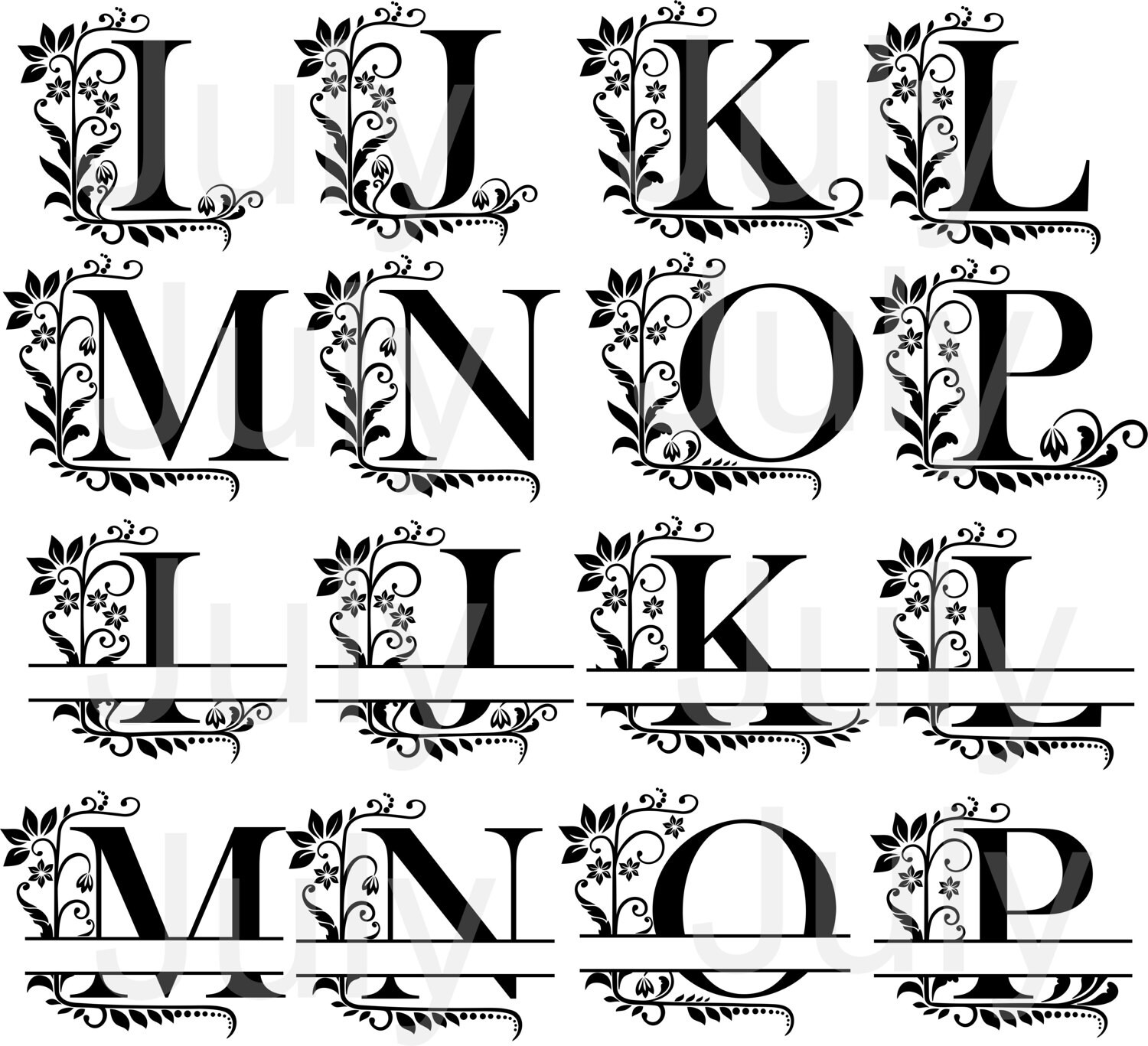 Download Split Monogram Alphabet, svg, dxf, png, ai, eps, Split ...