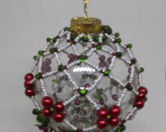Festive champagne ornament in silver & red