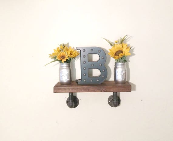 Rustic Wood Shelf Bathroom Kitchen Shelves Iron Pipe