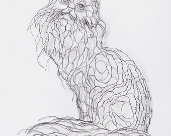 Fluffy Maine Coon Cat 24in 2D Wire Wall Art By Elizabeth Berrien Fluffy Maine Coon Cat 24in 2D Wire Wall Art By Elizabeth Berrien
