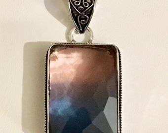 Sterling Silver Bi-Color Gemstone Pendant