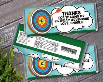 Archery Candy Bar Label/Wrapper - Adventure Awaits Birthday, Wild One Party | Editable Text - Instant Download PDF Printable