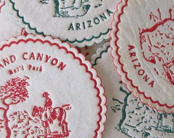Vintage Souvenir Coasters, Arizona Coasters, Grand Canyon Souvenir, Paper Coasters, Wax Bottom Coasters, Coffee Coasters, Arizona Souvenirs