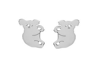 animal pendant charm marsupial lazy koala Australia stainless steel Silver (E45)