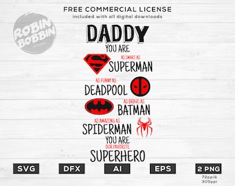 Superhero Daddy, SVG, PNG, DXF, Vinyl Design, Circut, Cameo, Cut File, Dad Decal, Dad shirt, Fathers Day svg, Dad Svg, Father Svg, Super Dad