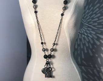 Heart, Lock and Key charm necklace