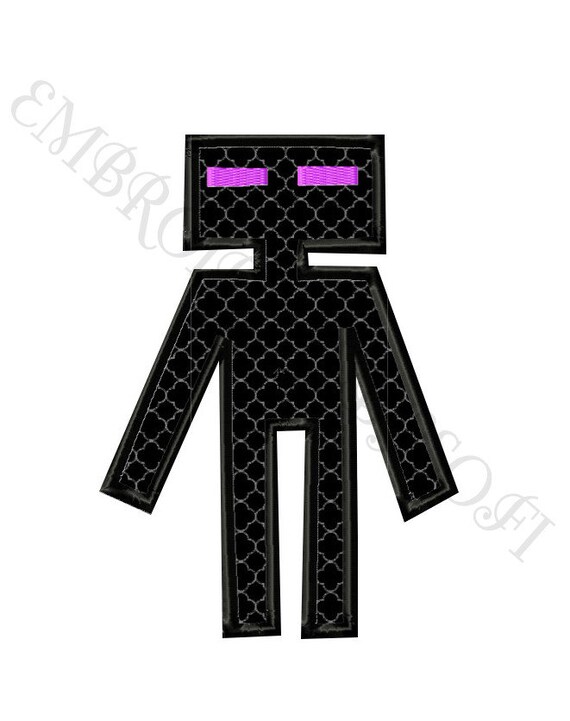 Gamer Pixel Enderman Mine Machine Embroidery Applique
