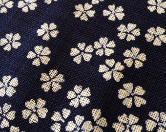 Sevenberry cherry blossom sakura navy indigo blue Japanese cotton fabric